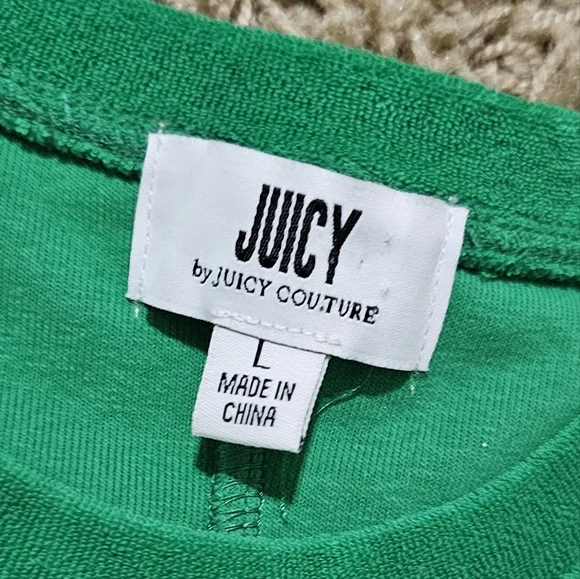 NWT Juicy Couture Top Terrycloth Crewneck Green Cropped Large - Picture 7 of 9